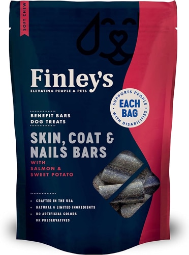 Finley's Natural Dog Treats Skin Coat & Nail Benefit Bars Salmon & Sweet Potato