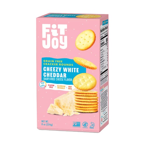 FitJoy Crackers Gluten Free Grain Free Rounds Cheezy White Cheddar