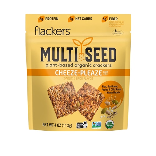 Flackers Multi Seed Plant Based Organic Crackers Cheeze Pleaze