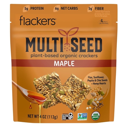 Flackers Organic Multi-Seed Plant-Based Crackers Maple