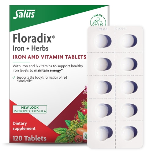 Floradix Iron + Herbs - Iron and Vitamin Tablets, Gluten-free Yeast-free Support Healthy Iron Levels