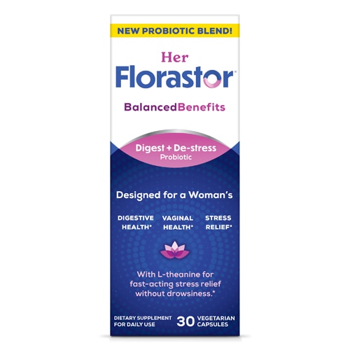 Florastor Her Digest and De-Stress Women's Probiotic and Stress Relief