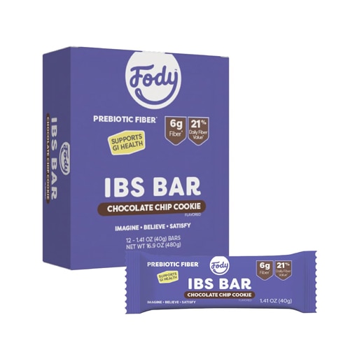 Fody Foods High Fiber IBS Bar Chocolate Chip Cookie Low FODMAP