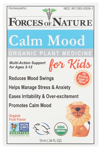 Forces Of Nature Kids Organic Plant Medicine Drops Calm Mood Ages 3-12