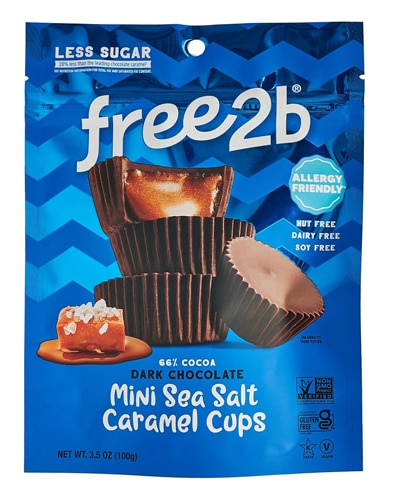 Free2b Dark Chocolate Cups Mini Sea Salt Caramel