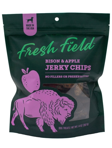 Fresh Field Dog Treats Jerky Chips Bison & Apple