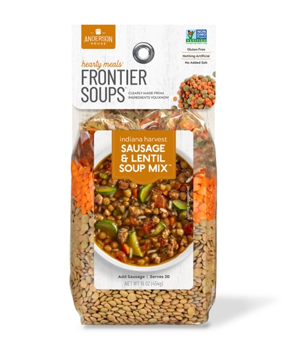 Frontier Soups Gluten Free Hearty Meals Soup Mix Indiana Harvest Sausage Lentil
