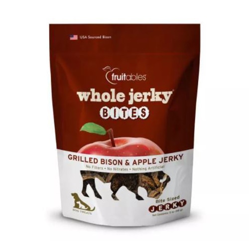 Fruitables Whole Jerky Bites Dog Treats Grilled Bison & Apple