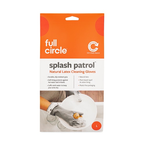 Full Circle Splash Patrol Natural Latex Cleaning Gloves Size L Gray