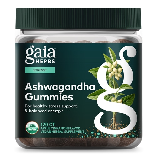 Gaia Herbs Organic Ashwagandha Gummies for Healthy Stress Support Apple Cinnamon