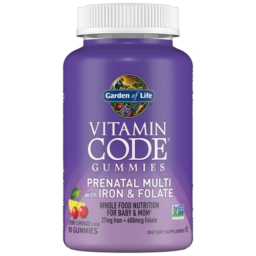 Garden of Life Vitamin Code - Prenatal Multi Gummies with Iron & Folate Cherry Lemonade