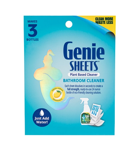 Genie Sheets Bathroom Cleaner Sheet Plant-Based Fresh Lemon