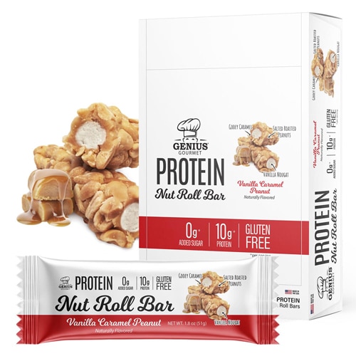 Genius Gourmet Protein Nut Roll Bar Vanillla Caramel Peanut