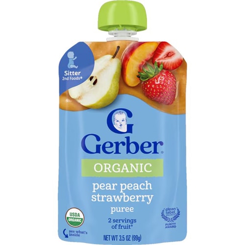 Gerber Organic Baby 2nd Foods Pouch Pear Peach Strawberry