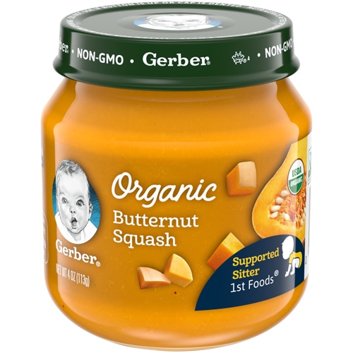 Gerber Organic Baby Food Puree 4+ Months Glass Jar Butternut Squash