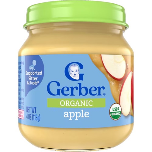 Gerber Organic Baby Food Stage 1 Puree Glass Jar Apple
