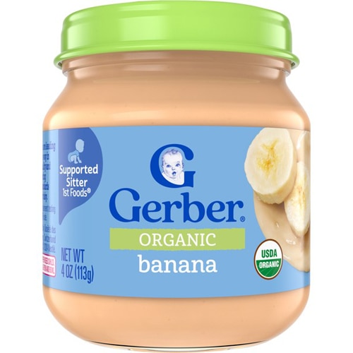 Gerber Organic Baby Food Stage 1 Puree Glass Jar Banana