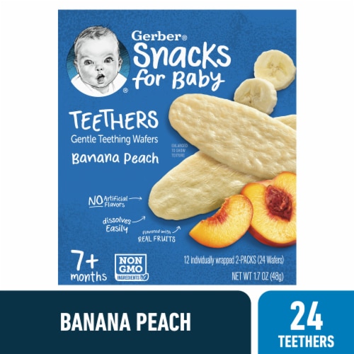 Gerber Teethers Baby Snacks Non-GMO 7+ Months Banana Peach