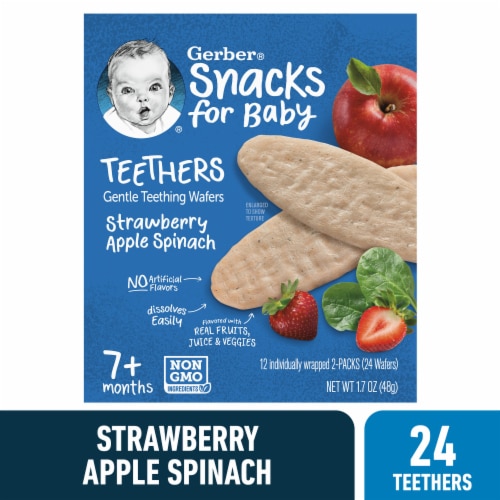 Gerber Teethers Baby Snacks Non-GMO 7+ Months Strawberry Apple Spinach