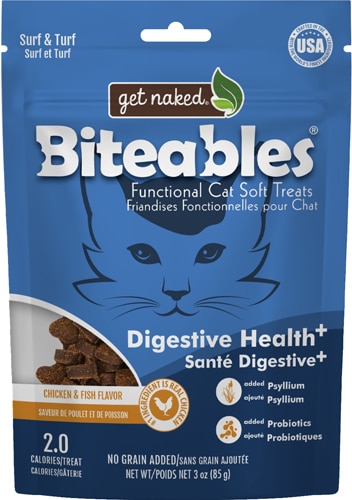 Get Naked Biteables Functional Cat Soft Treats Digestive Health Chicken & Fish