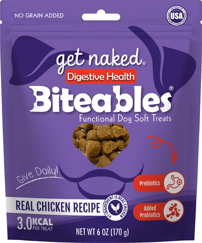 Get Naked Biteables Functional Dog Soft Treats Digestive Health Chicken Recipe