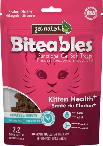 Get Naked Biteables Functional Kitten Soft Treats Kitten Health Chicken & Seafood