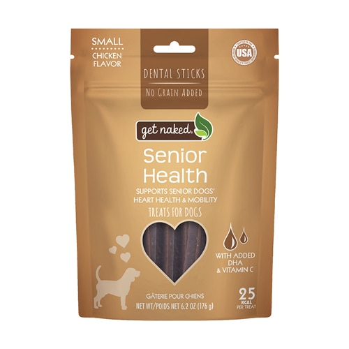 Get Naked Natural Dental Stick Adult Dog Treats Senior Health Chicken - Small