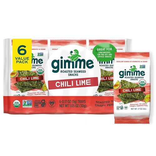 GimMe Organic Roasted Seaweed Snacks Chili Lime