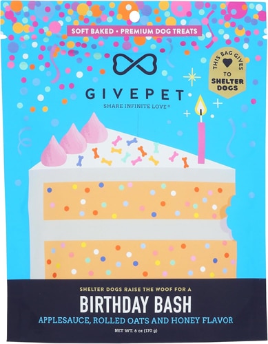 GivePet Dog Treats Birthday Bash Soft Chewy Applesauce Oats Honey