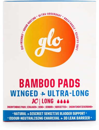 Glo Organic Bamboo Incontinence Pads with Wings - Long