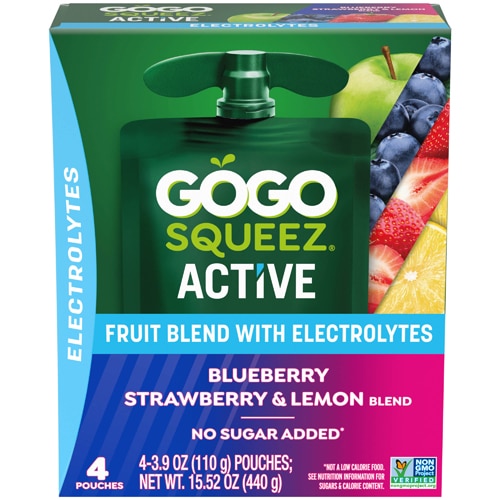 GoGo Squeez Active Electrolytes Blueberry Strawberry Lemon