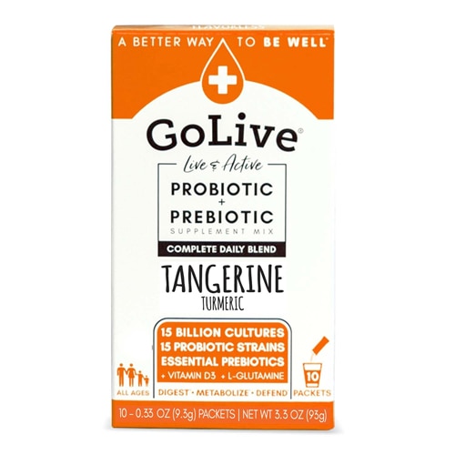 GoLive Probiotic + Prebiotic Supplement Mix Tangerine Turmeric