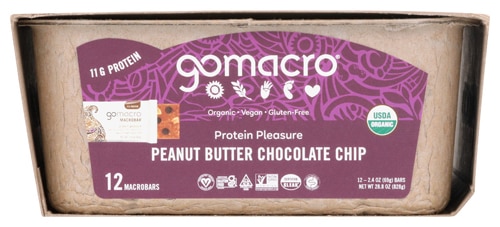 GoMacro Organic Gluten Free Macrobar Protein Pleasure Peanut Butter Chocolate Chip