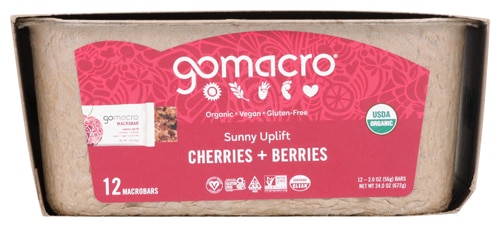 GoMacro Organic Gluten Free Macrobar Sunny Uplift Cherries + Berries