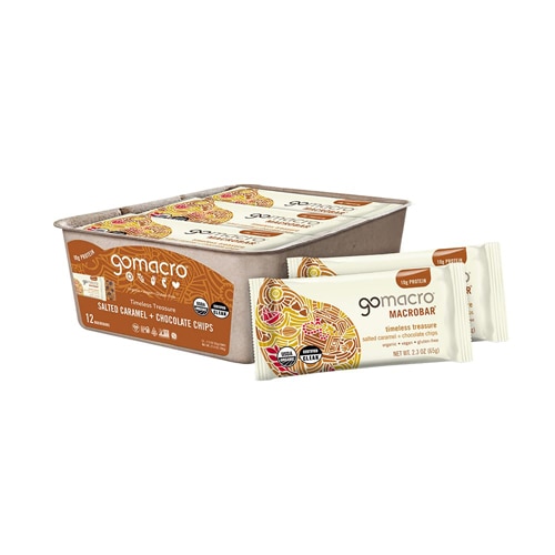 GoMacro Organic Vegan Protein MacroBar Salted Caramel + Chocolate Chips
