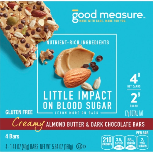 Good Measure Bars Blood Sugar Friendly Almond Butter Dark Chocolate