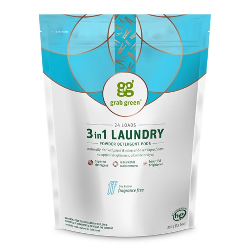 GrabGreen 3-in-1 Laundry Detergent Pods Fragrance Free