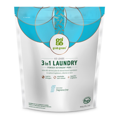 GrabGreen 3-in-1 Laundry Detergent Pods Fragrance Free