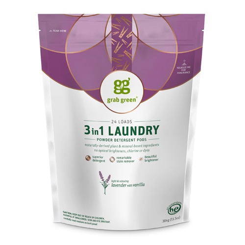 GrabGreen 3-in-1 Laundry Detergent Pods Lavender with Vanilla