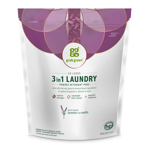 GrabGreen 3-in-1 Laundry Detergent Pods Lavender with Vanilla