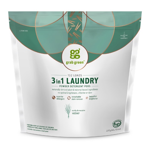 GrabGreen 3-in-1 Laundry Detergent Pods Vetiver