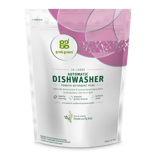 GrabGreen Automatic Dishwashing Detergent Pods Thyme with Fig Leaf