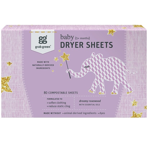 GrabGreen Baby Dryer Sheets Dreamy Rosewood