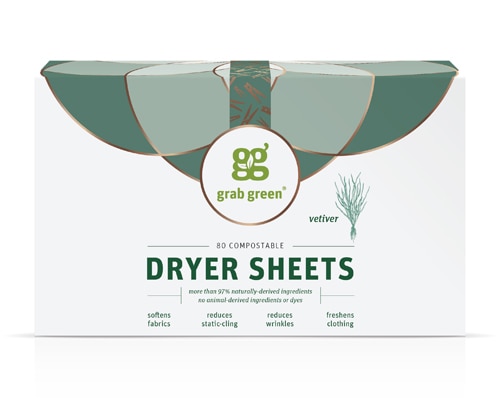 GrabGreen Classic Dryer Sheets Vetiver