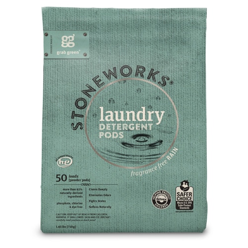 GrabGreen Stoneworks Laundry Detergent Pods Rain Fragrance Free