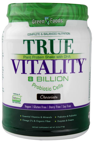 Green Foods True Vitality Plant Protein Shake with DHA Chocolate