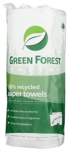 Green Forest Paper Towels 100% Recycled 2-Ply 104 Sheets