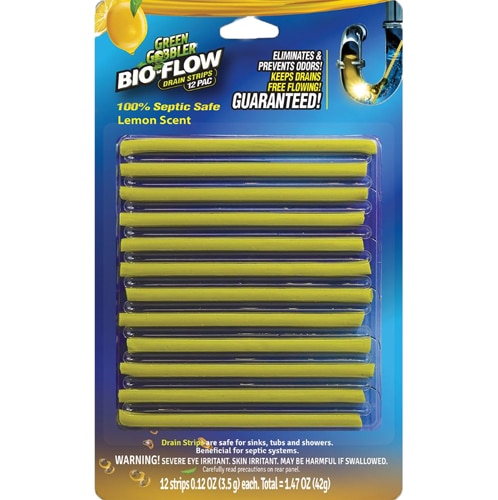 Green Gobbler Bio-Flow Drain Strips Drain Cleaner & Deodorizer Septic Safe Lemon