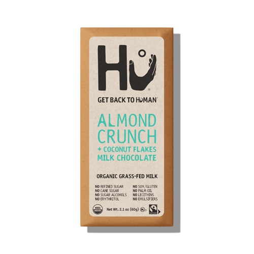 HU Organic Milk Chocolate Bar Almond Crunch Coconut Flakes