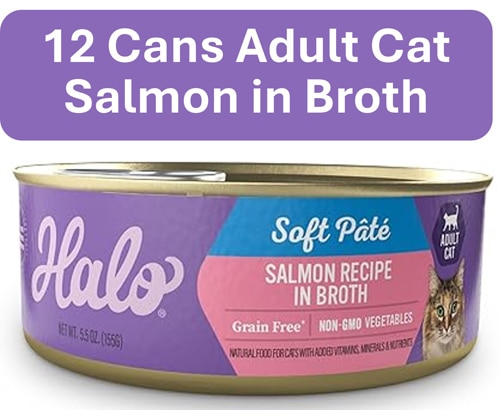 Halo Adult Cat Wet Food Soft Pate 5.5 oz Grain-Free Salmon Recipe in Broth